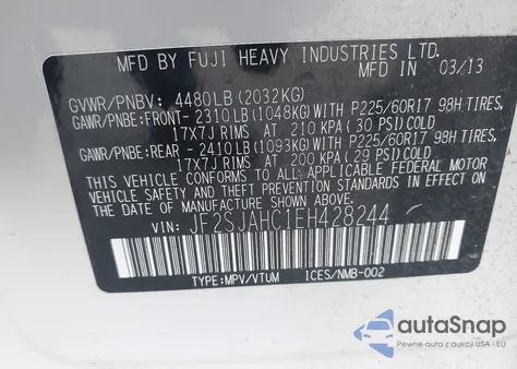 2014 Subaru Forester 2.5I Limited from USA, damaged, VIN JF2SJAHC1EH428244